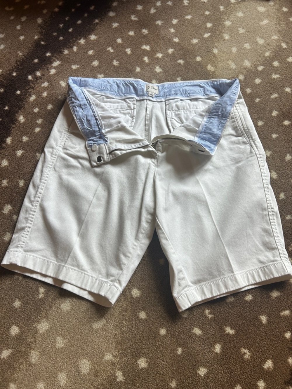 J. Crew White Women’s Bermuda Shorts with Light Blue Waistband